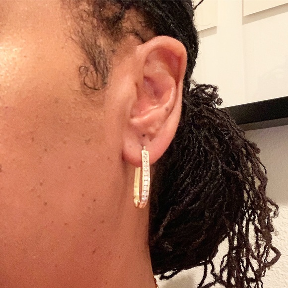 Genuine 14k Gold Earrings with Diamonds. - Picture 2 of 5